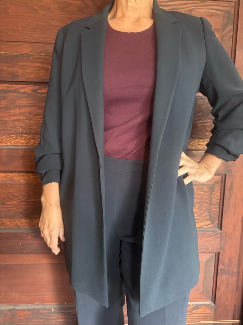 Lafayette 148 New York Navy Long Open Blazer and Pant Set